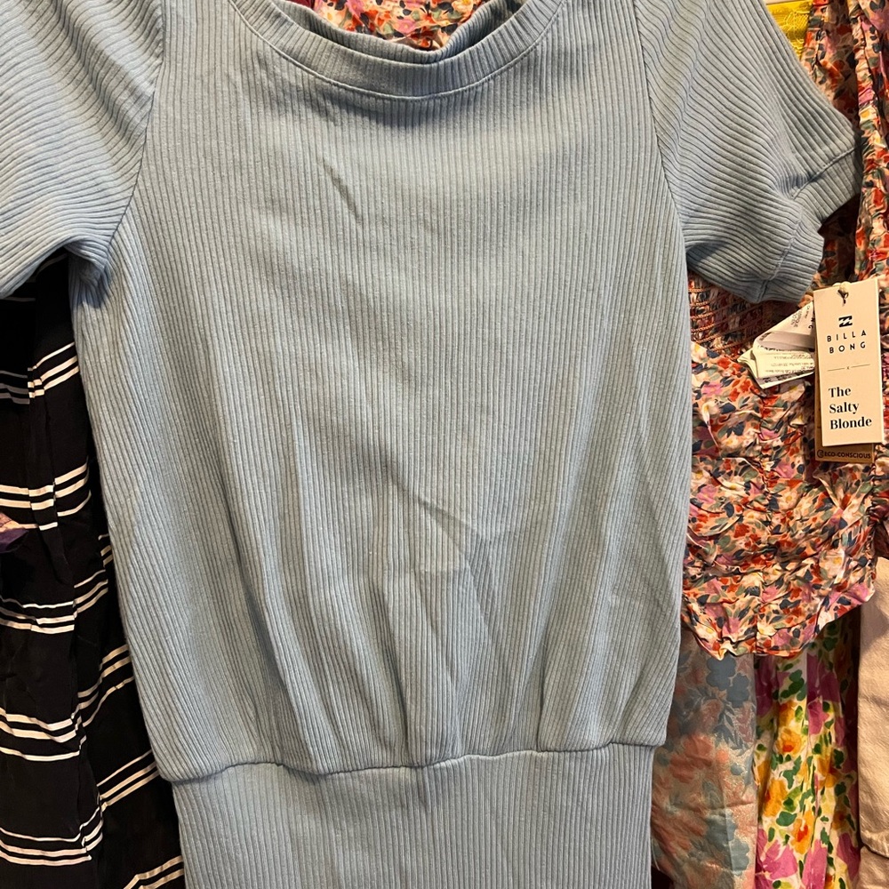 Free People Beach Blue Ribbed Open Back Dress - Picture 4 of 6